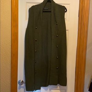 Army green sweater vest/duster